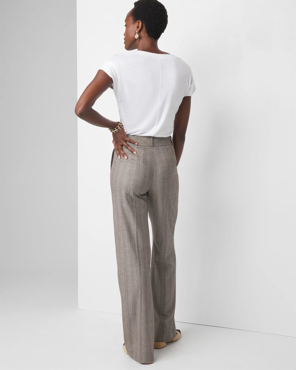 WHBM® Petite Luna Wide Leg Pinstripe Trousers | White House